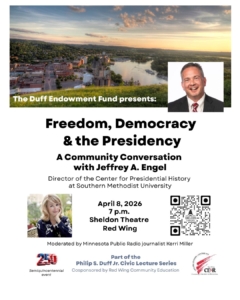 Jeffrey A. Engel to appear April 7, 2026, in Red Wing.